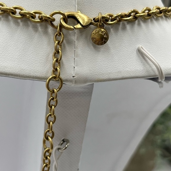 J Crew Opaque Pink and Clear Crystal Gold Tone Floral Statement Necklace - Picture 12 of 12